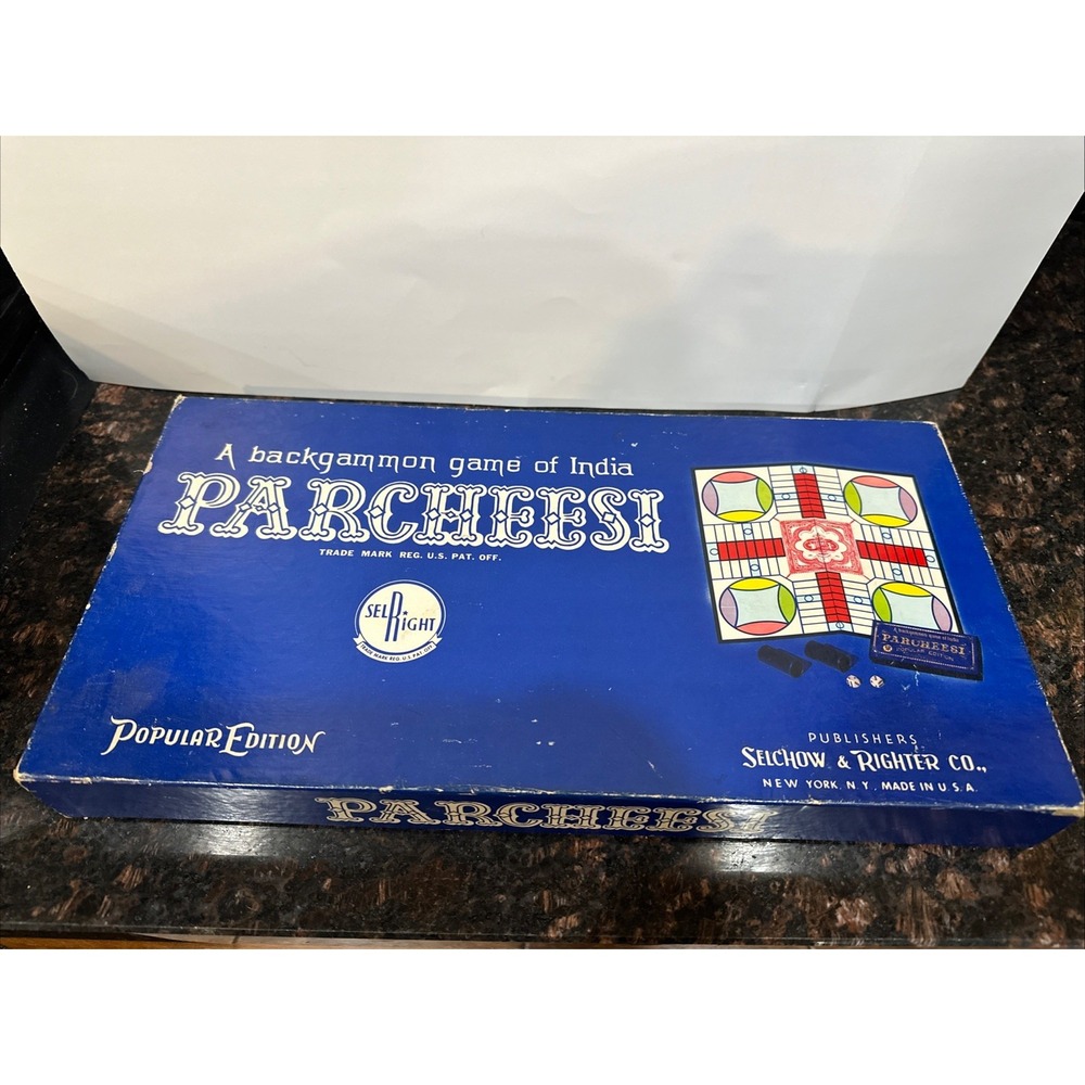 Vintage 1967 Parcheesi Board Game Selchow & Righter Popular Edition Complete
